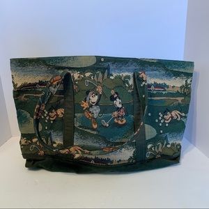 Disney Tapestry Golf Scene Tote Mickey Minnie